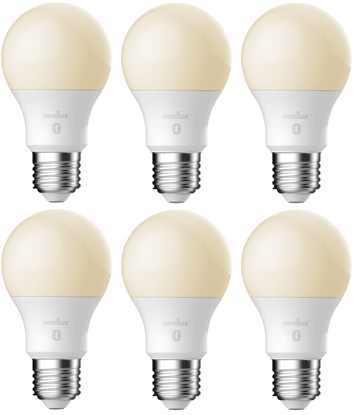 Nordlux Smart GLS Frosted LED Light Bulb, Dimmable, E27, 8.5W, 900 Lumens, Tuneable White 2200K-6500K, Amazon Alexa and Google Assistant (Hub Required), App Control - 6 Pack