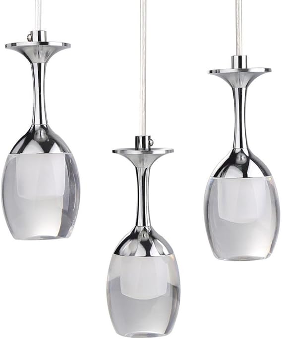 Modern LED Kronleuchter Weinglas 9W mit 3 Leuchten hängende