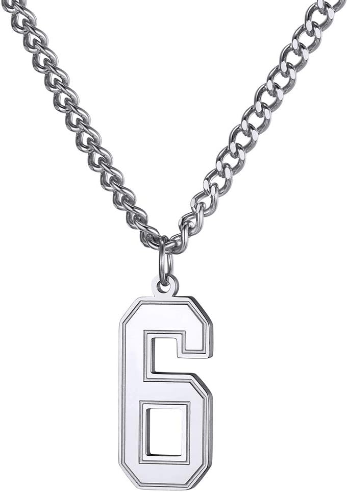 KeyStyle Number Necklace For Men Women, Custom Youth Baseball Necklaces with Numbers for Boys, Personalized Jersey Number Chain Sports Fans Pendant Soccer Football Basketball for GirlsRecycled Claim Standard Blended