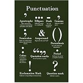 Punctuation Poster For Classroom English Grammar Writing Chart Green Color Class Diagram Cool Wall Art Print Poster 12x18