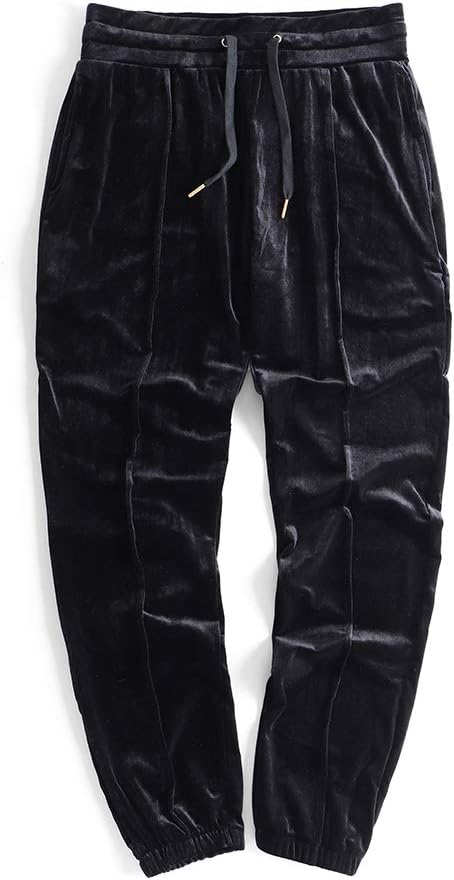 HANGJIA Men's Pants Solid Velour Jogger Sweatpant Casual Loose Velvet Trousers …