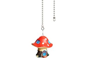 OMYZERO 12inches Ceiling Fan Pull Chain Lovely Romantic Mushroom House Pendant Ceiling Fan Light Covers Pull Chain Extension(Red)
