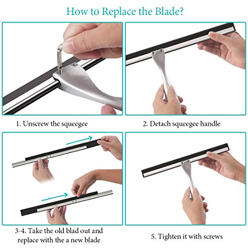 TopCharm Stainless Steel Shower Squeegee for Shower Doors, All Purpose Shower Squeegee 10 Inch for Mirror Car Glass Window Bathroom Squeegee for Shower with Hook and 6.8Inch Longer Handle
