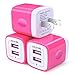 USB Plug Adapter, AILKIN Universal Travel Charger 3-Pack 2.1A/5V Dual USB Wall Charger Power Station Cube Replacement for iPhone X 8/7/6/6S Plus 5S, iPad, Samsung Galaxy S8/S7/S6 Edge, HTC, LG, Moto