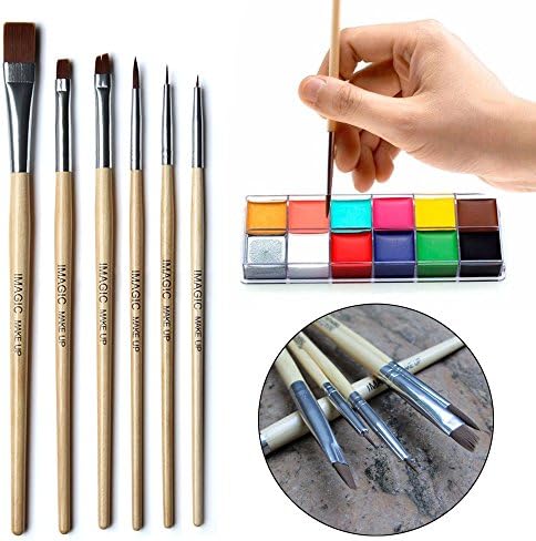 Compia New IMAGIC 6Pcs Pro Makeup Brushes Tattoo Oil Paint Makeup Brushes Wood Handle