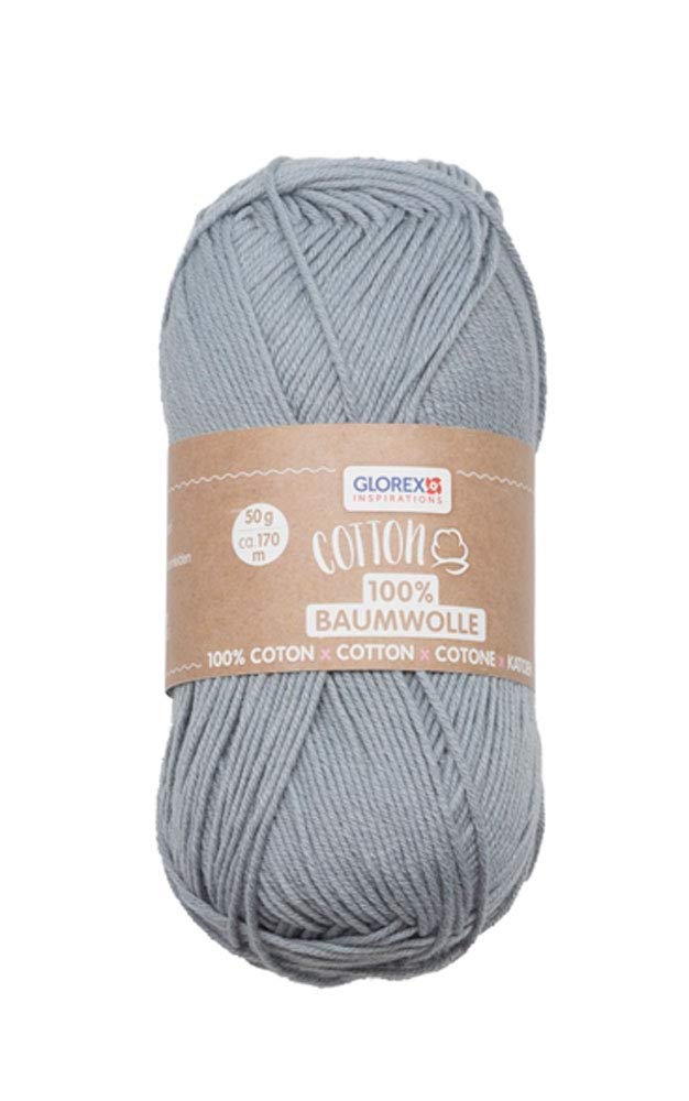 Glorex 5 1004 16 Cotton 100% Cotton Versatile for Knitting, Crocheting and Crafts, Very Good Quality, Soft and Washable, 50 g, Approx. 170 m, Grey