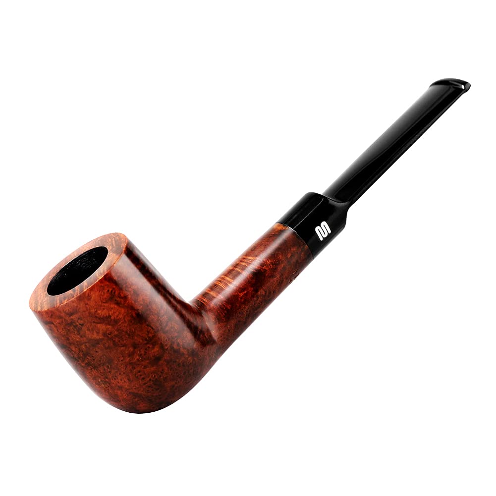 MUXIANG Bruyere Tobacco Pipe Handmade Mediterranean Briar Pipes Straight Stem 9mm All Natural Component Filter Gift Box Package Set AA0007S