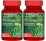 Piping Rock Pycnogenol 100 mg 2 Bottles x 30 Quick Release Capsules French Maritime Pine Bark Extract Dietary Supplement