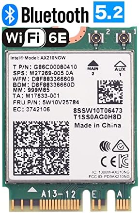 Zunate Scheda WiFi AX210NGW M.2 Per Laptop – WiFi 6E Tripla Banda (2.4/5/6 GHz) Fino A 2400 Mbps – Bluetooth 5.3 E Sicurezza WPA3 – Compatibile Win 10/11 64bit - 4