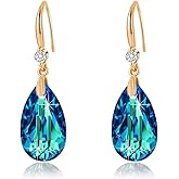 Austrian Crystal Teardrop Dangle Drop Earrings for Women 14K Gold Plated Hook Earring Hypoallergenic Jewelry Gifts for Women Girls