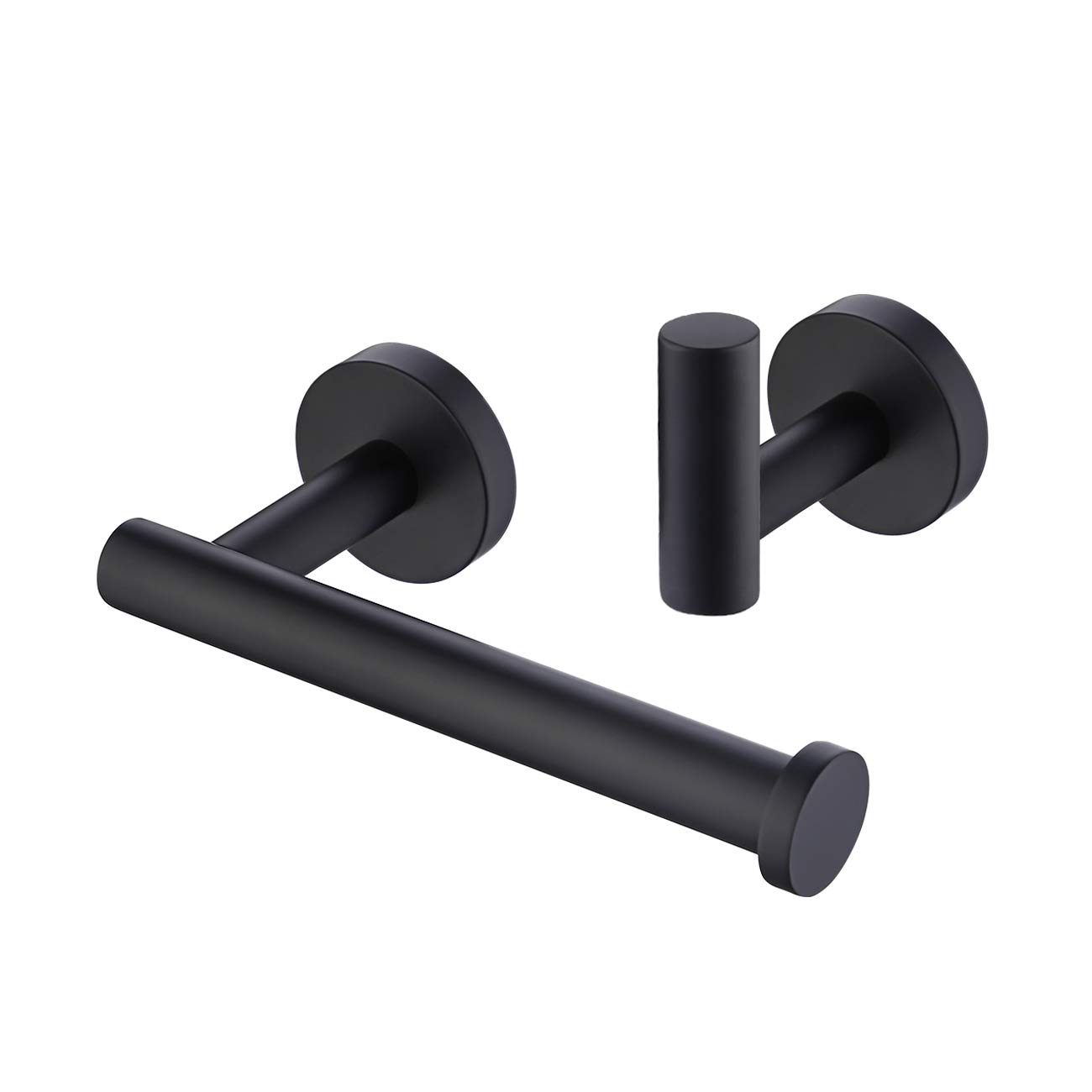 KES Black Towel and Toilet Roll Holder Set Bathroom Accessory Set 2 Pieces Toilet Roll Holder and Coat Hook SUS 304 Stainless Steel Wall Mounted, LA20BKDG-21