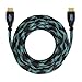 Twisted Veins 50’ High Speed HDMI Cable Truly 4K Capable + Right Angle Adapter and Three Micro Velcro Cable Ties (Latest Version Supports Ethernet and Audio Return)