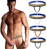 Arjen Kroos Men's Sexy Thong Underwear Jockstrap G-String T-Back (Medium, Black/White/Blue/Orange)