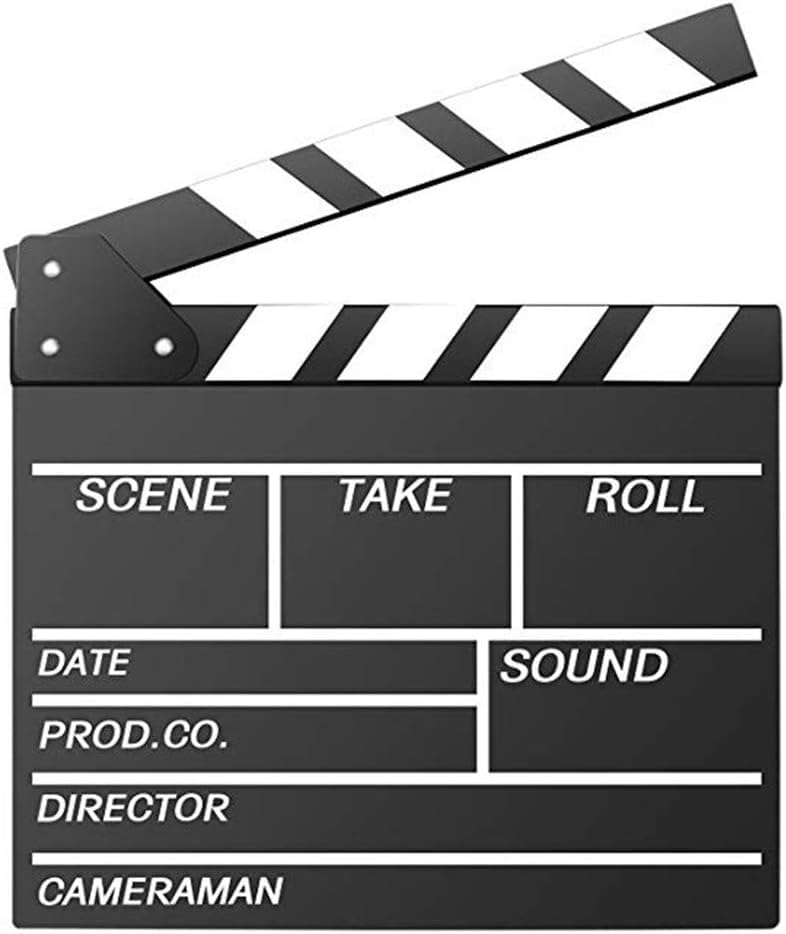Wooden Clapboard,Movie/Film/TV Clapper - Hollywood Action! Style Clapboard Prop,Hollywood Clapper Board Wooden Film Movie Clapboard Accessory with Black