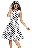 Roswear Women's Vintage 1950s Polka Dot A Line Belted Skater Dress