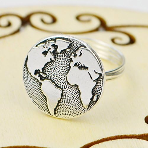 World/Atlas Bead in Sterling Silver or 14kt Yellow or Rose Gold Filled Wire Band- Handmade Wire Wrapped Ring- Custom made to size 4-14