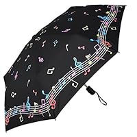 RainStoppers Umbrella Auto Open/Close Changing Color Music Print, Black/White, 44"