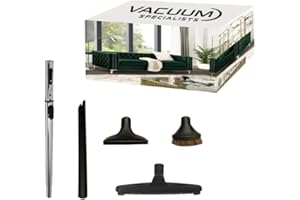Vacuum Specialists Premium Central Vacuum Attachment Kit with Aluminum Telescopic Wand & 4-Piece Cleaning Kit Accessorie