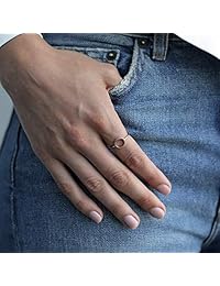 PAVOI Anillo chapado en oro de 14 quilates para mujer   Anillo de oro Karma   Anillos apilables