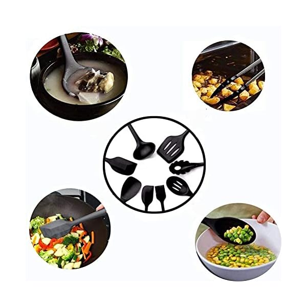 Silicone Cooking Kitchen Utensils Set with Holder, BPA Free Non Toxic Silicone Turner Tongs Spatula Spoon Kitchen…