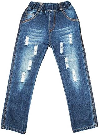 Boys'Girls'Stretch Pull-On Jeans Denim Trousers Blue 7