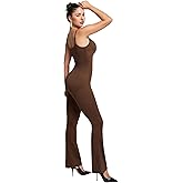 BRXL Flare Jumpsuits for Women Tummy Control Spaghetti Strap Yoga Jumpsuit Butt Lifting One Piece Jump Suit