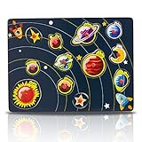 Wooden Peg Puzzle, Planets Theme - Learning Educational Pegged Puzzle for Toddler & Kids (12 pcs) Gleeporte