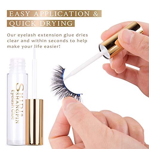 Eyelash Glue 5ml, Eyelash Adhesive Extra Strong Clear Adhesive for False, Strip, Mink Eyelashes, Hypoallergenic, Gentle & Safe for Sensitive Eyes