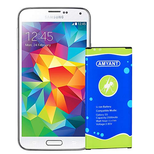 Galaxy S5 3500mah Battery AMYANT Li-ion Replacement Battery Galaxy S5,EB-BG900BBC,G900H,G900A(AT&T),G900TR,G900P(Sprint),G900T(T-Mobile),G900R(U.S. Cellular),G900F, I9600,G900V,G900P, Without NFC