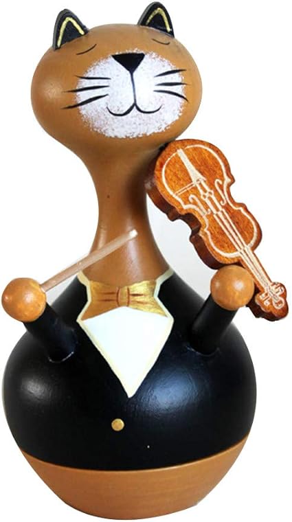 FiedFikt Caja de música de Madera para violín, diseño de Gato ...