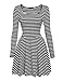 Zeagoo Women Long Sleeve Striped Pleated Casual Flared Swing A Line Short Dress