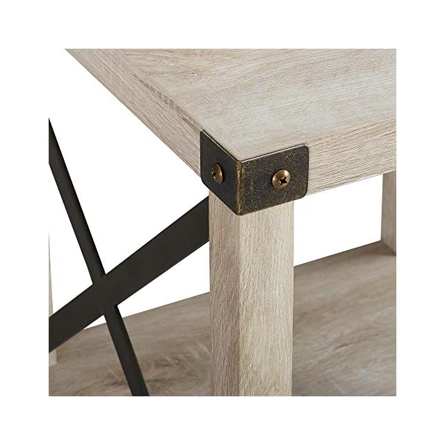 Walker Edison Sedalia Modern Farmhouse Metal X Side Table, 18 Inch