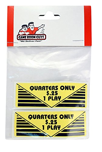Game Room Guys Set of 2-1 Quarter 1 Play Label Sticker - Arcade & Pinball
