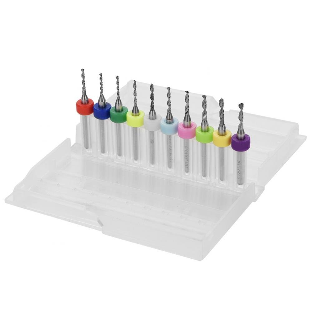 10 x 1.1-2 mm Tungsten Carbide Micro Drill Bits Set Tool Accessories Tools for PCB Printing Circuit Board