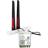 AX210 WiFi 6E Card Tri-Band 5400Mbps AX210NGW Wireless Adapter 6GHz/5G/2.4G | Bluetooth 5.3, Desktop M.2 Network Adapter, WPA3, High Gain Antennas, Low Profile Bracket, for Windows 10/11 64Bit