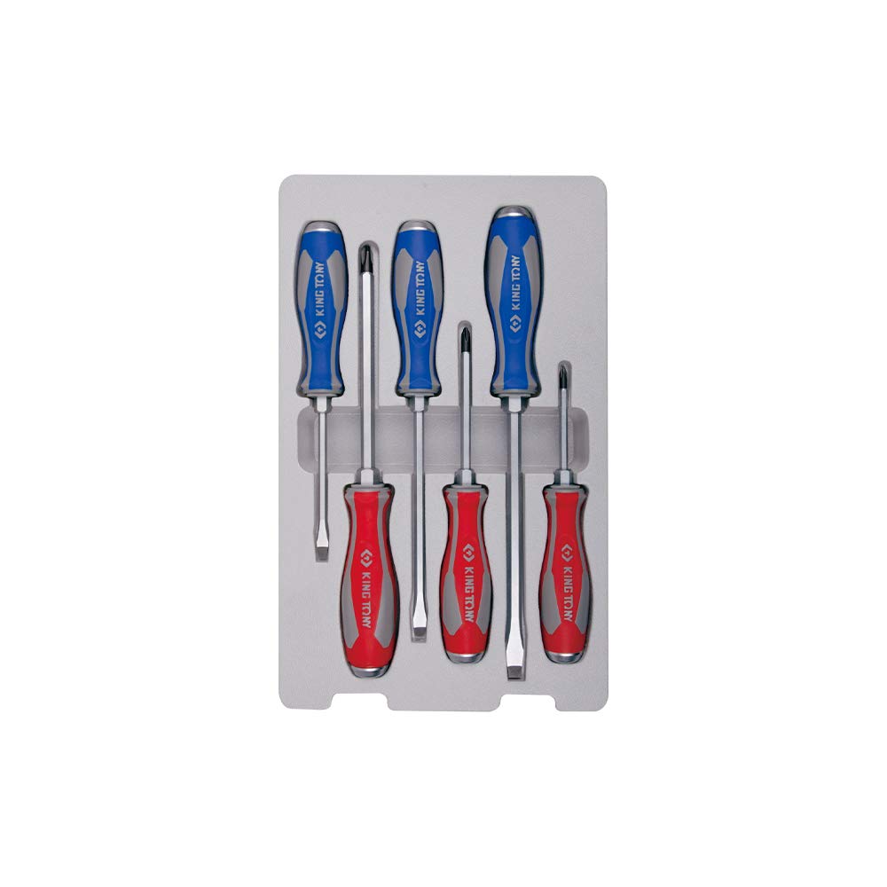 king tony 30206MR Screwdriver Set through Blade Slotted and Phillips, Set of 6