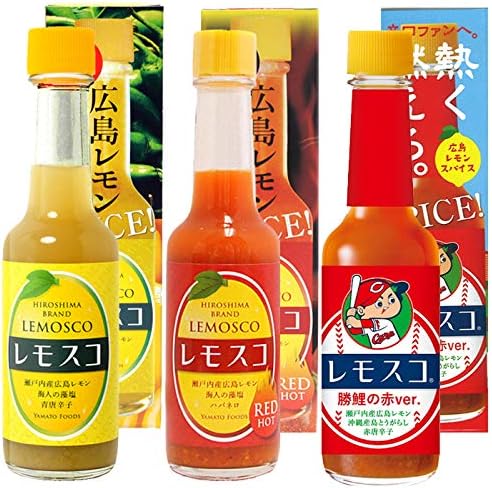 Amazon レモスコ レモスコred カープレモスコ 3本セット 瀬戸内たいたいclub ホットソース チリソース 通販