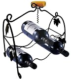 6 Bottle Metal Wine Rack storage with Bonus Bottle Opener Corkscrew - Stylish Grapevine Design Perfect for Floor, Cabinet, Bar Cart, Countertop - Great gift idea Includes 2 free eBooks