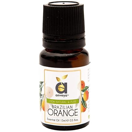 Anveya Orange Essential Oil, 100% Natural & Pure, 15ml (for Skin, Acne, Lips and Diffuser)