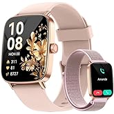 Smart Watch for Women, 1.85" HD Smartwatch (Answer/Make Calls), 2 Bands | Compatible iPhone/Samsung/Android, 120+ Sport Modes Fitness Tracker with Heart Rate/Sleep/Step Monitor, IP68 Waterproof