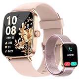 Smart Watch for Women, 1.85" HD Smartwatch Compatible iPhone/Samsung/Android (Answer/Make Calls), 100+ Sport Modes Fitness Tracker with Heart Rate/Sleep/SpO2 Monitor, IP68 Waterproof, with 2 Bands