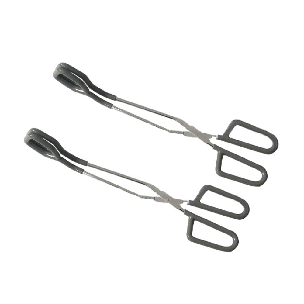 Kangwell Scissor Anti-Slip Tongs | Long Handle Griper for The Elderly and Pregnant Women,12 inch Extra Long Stainless Steel Tongs with Silicone Cover (2 Pack)