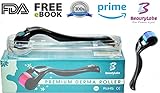 Premium Derma Roller Kit by Beauty Labs | 540 Medical Grade Titanium Micro Needles | Home Use Skin Care Tool/0.5mm | Medical CE Certified & FDA Approved | Free E-Book Included | (Blue)