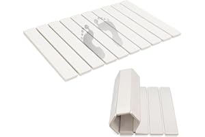 REIVD Revid Foldable Stone Bath Mats for Bathroom, 24"(L)×16"(W) Absorbent Diatomaceous Earth Bath Mat, Non-Slip Quick Dry Bath Mat, White