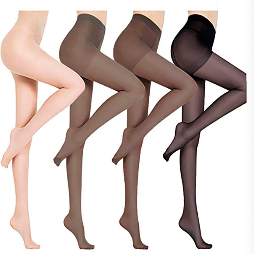 4 Pairs Pantyhose for Women Stretchable Control-Top Tights Slimming Silk Sheer (60D-Stockings)
