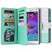 ULAK Note 4 Case, Galaxy Note 4 Case, Galaxy Note 4 Wallet Case,Pu Leather Magnet Wallet Credit Card Holder Flip Cover Built-in 9 Card Slots Stand Case for Samsung Galaxy Note 4(Minimal Mint Stripes)