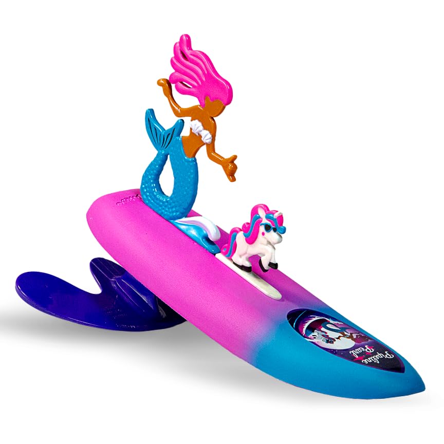 Surfer Dudes Legends & Surfer Pets Wave Powered Mini-Surfer, Pet and Surfboard Beach Toy - Pipeline Pearl and Crystal