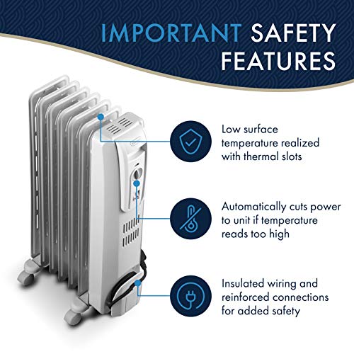 DeLonghi OilFilled Radiator Space Heater, Full Room Quiet 1500W