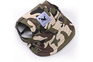 Leconpet Baseball Caps Hats with Neck Strap Adjustable Comfortable Ear Holes for Small Medium and Large Dogs in Outdoor Sun Protection (XL, Camouflage)