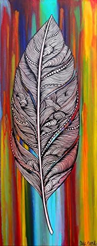 Flow Zentangle Feather Original acrylic painting by Carla Bank